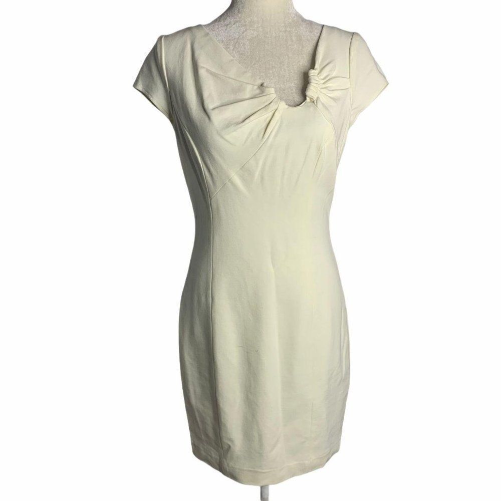 Vintage 90s Cache Asymmetrical Sheath Dress White
